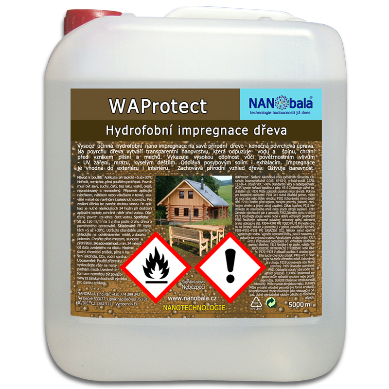 Hydrofóbna impregnácia papiera a dreva - nano - WAProtect 5L